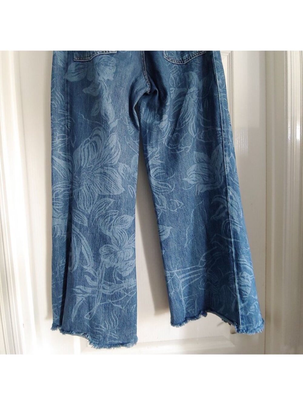 Pilcro Anthropologie Floral Wide Leg Jeans Hippie Festival Y2K Boho Retro 27 - Picture 10 of 11